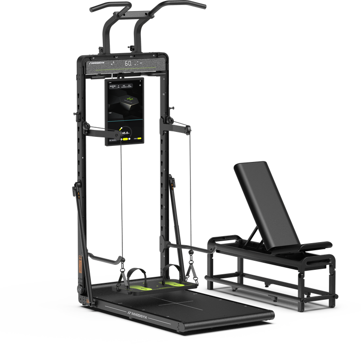 OMNI X1 Pro+ Panca D1 + Sistema di assistenza per trazioni + Tappetino da allenamento + Cuscinetto per bilanciere + Anelli per Pilates (coppia) + Bracci di sicurezza (coppia)